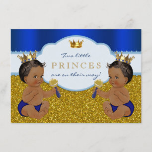 Invitación Ducha de bebé de príncipe afroamericano gemelo