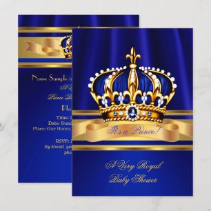 Invitación Ducha de bebé de príncipe niño Corona azul real do