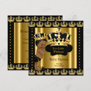 Invitación Ducha de bebé de Príncipe Real Étnico Corona Negra