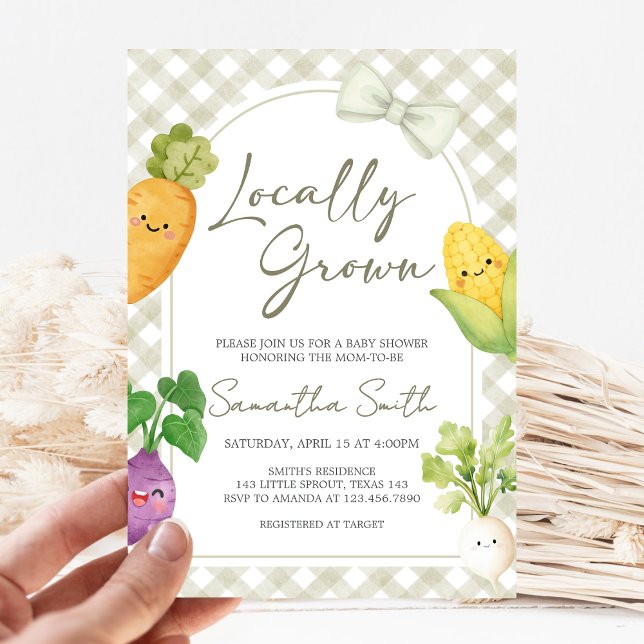 Invitación Ducha de Bebé de Producción Local (Locally Grown Baby Shower Invitation)