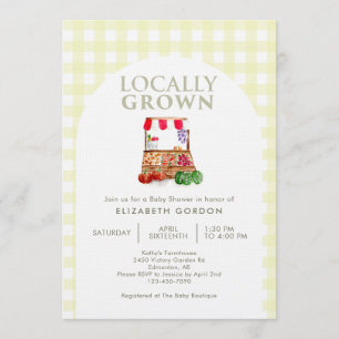 Invitación Ducha de bebé de productos locales de granja en cu