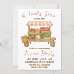 Invitación Ducha de Bebé de Productos Locales, Mercado de Gra
