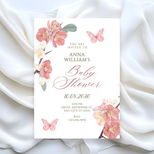 Invitación ducha de bebé de rama floral (Subido por el creador)