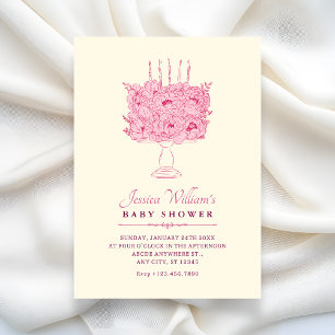 Invitación Ducha de bebé de ramo de flores rosas