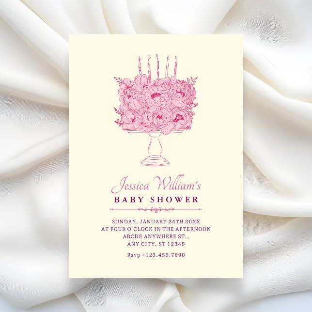 Invitación Ducha de bebé de ramo de flores rosas (Subido por el creador)