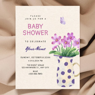 Invitación ducha de bebé de ramo floral