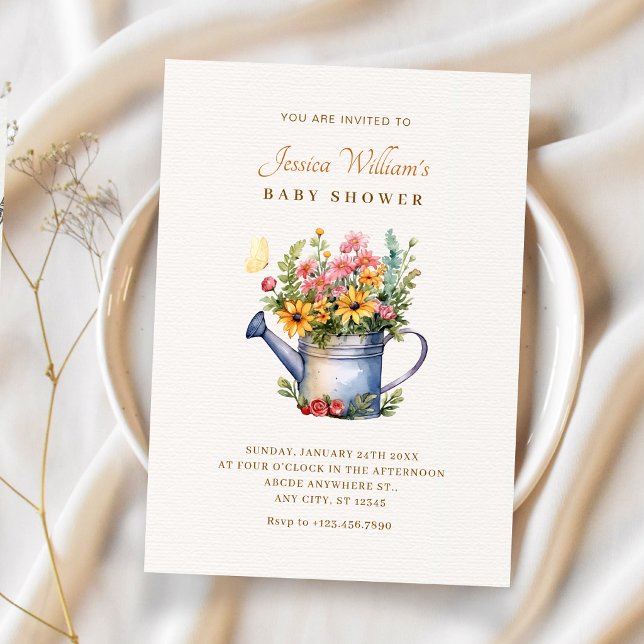 Invitación ducha de bebé de ramo floral rústico (Subido por el creador)