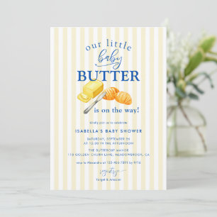 Invitación Ducha de bebé de rayas amarillas de mantequilla