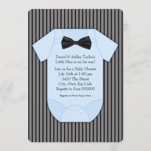 Invitación Ducha de bebé de rayas negras y azules