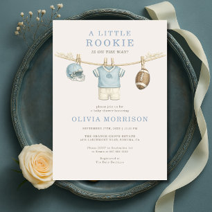 Invitación Ducha de bebé de ropa de fútbol para novato