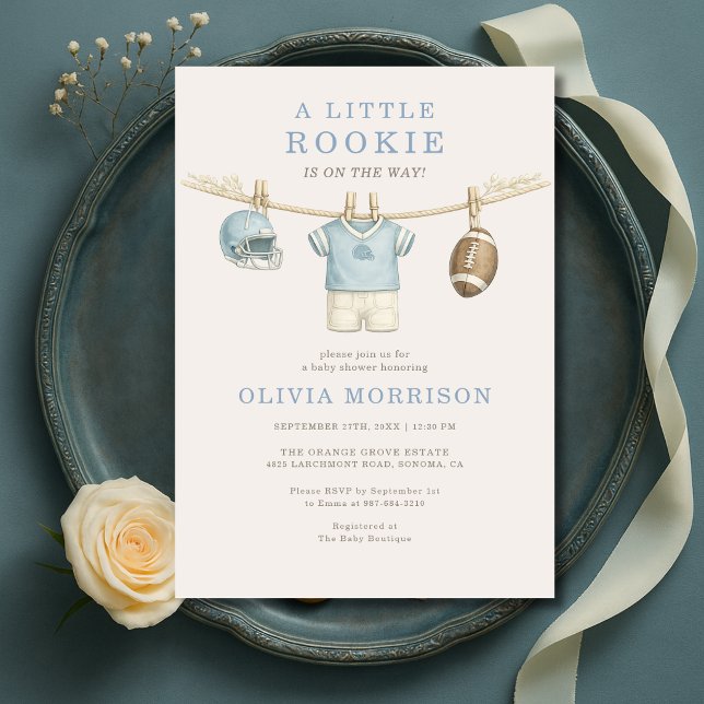 Invitación Ducha de bebé de ropa de fútbol para novato (Subido por el creador)
