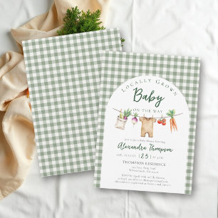 Invitación Ducha de bebé de ropa de granja de mercado local