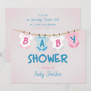 Invitación Ducha de bebé de ropa de recién nacido