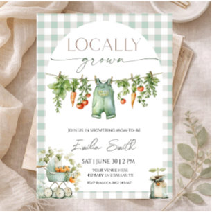 Invitación Ducha de bebé de ropa tendida cultivada localmente