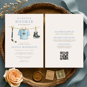 Invitación Ducha de bebé de ropa tendida de hockey todo en un