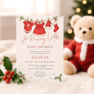 Invitación Ducha de bebé de Ropa Tendida de Navidad Alegre