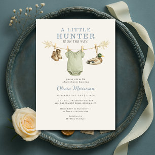 Invitación Ducha de bebé de ropa tendida para caza de patos