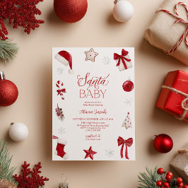 Invitación Ducha de bebé de Santa Claus Navideña Festiva