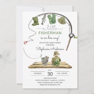 Invitación Ducha de bebé de señuelo de pesca rústico