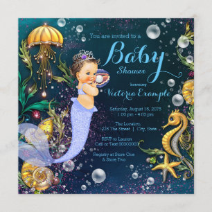 Invitación Ducha de Bebé de Sirena Bajo el Mar