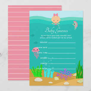 Invitación Ducha de Bebé de Sirena Bajo el Mar Adivinanzas de