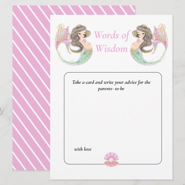 Invitación Ducha de bebé de Sirena Sabia bajo el mar (Anverso / Reverso)