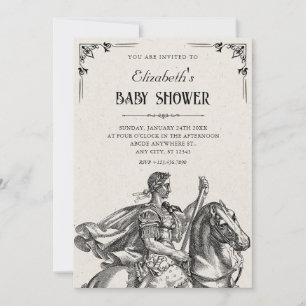 Invitación ducha de bebé de soldado caballero romano clásico