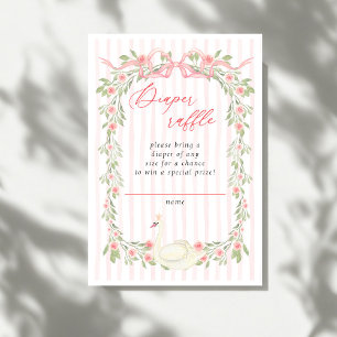 Invitación Ducha de bebé de Swan Pink Bow Floral Roses