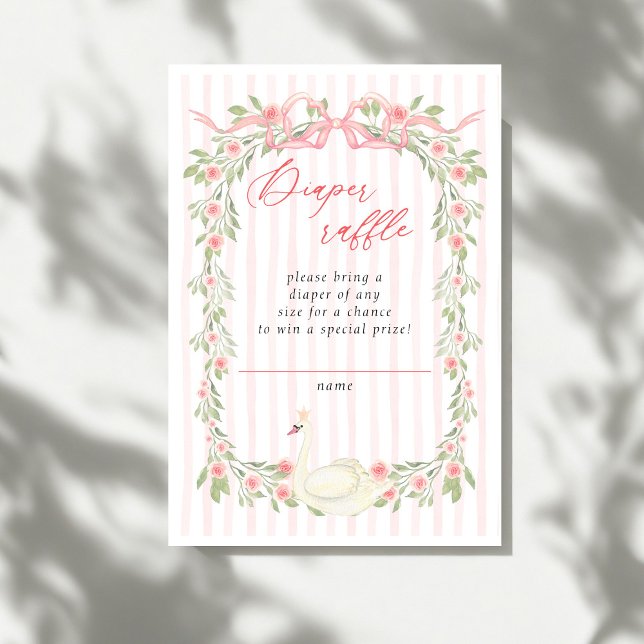 Invitación Ducha de bebé de Swan Pink Bow Floral Roses (Subido por el creador)