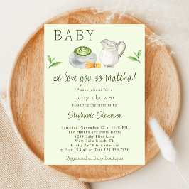 Invitación Ducha de Bebé de Té Verde Matcha Moderna Te Amamos