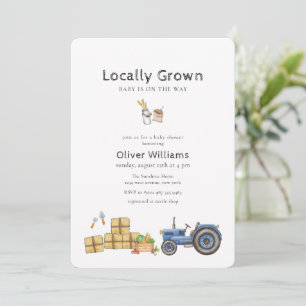 Invitación Ducha de bebé de Tractor del Mercado de Granjero B