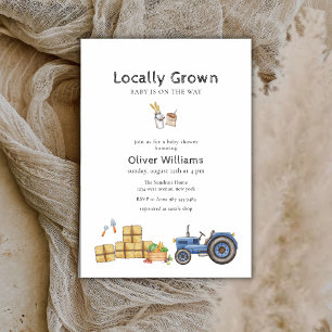 Invitación Ducha de bebé de Tractor del Mercado de Granjero B