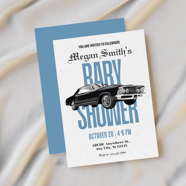 Invitación Ducha de bebé de un coche retro clásico (Subido por el creador)