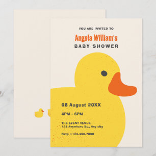 Invitación Ducha de bebé de un lindo pato amarillo