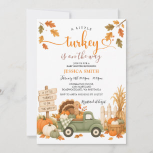 Invitación Ducha de bebé de un pequeño pavo en otoño