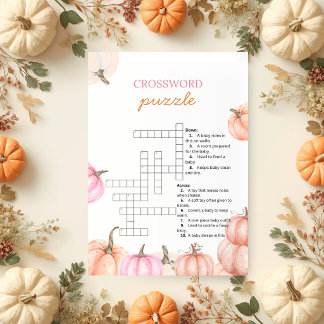 Invitación Ducha de bebé de una pequeña calabaza | Crucigrama