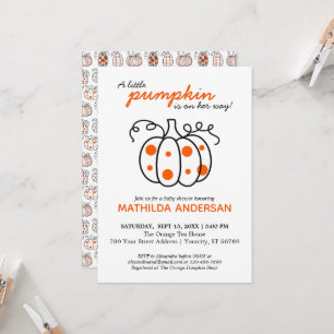 Invitación Ducha de bebé de una pequeña calabaza de otoño