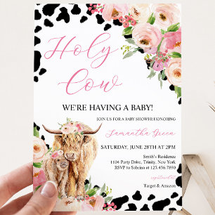 Invitación Ducha de Bebé de Vaca Highland Niña