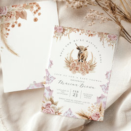 Invitación Ducha de bebé de vaca Highland, vaca sagrada, tene