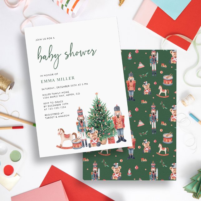 Invitación Ducha de bebé de vacaciones verdes (Green Holiday Baby Shower Invitation
)