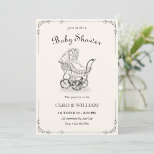 Invitación Ducha de bebé de vagón vintage