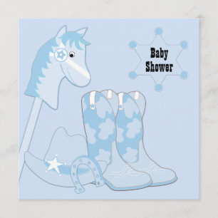 Invitación Ducha de bebé de vaquero azul negro