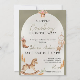 Invitación Ducha de bebé de vaquero de rodeo personalizada