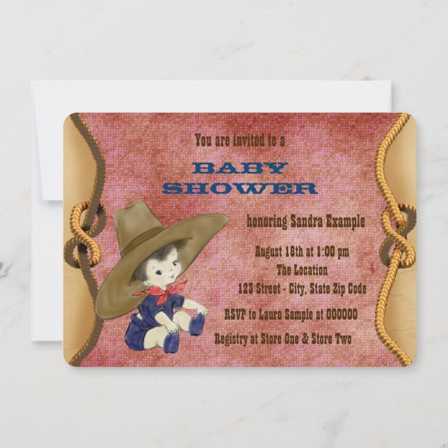 Invitación Ducha de bebé de vaquero pequeño (Reverso)