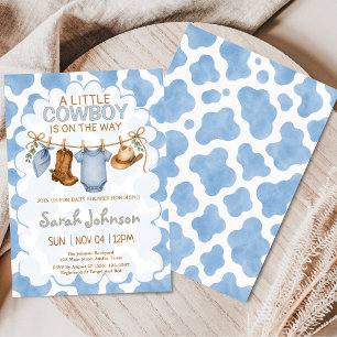 Invitación Ducha de bebé de vaquero pequeño con estampado de 