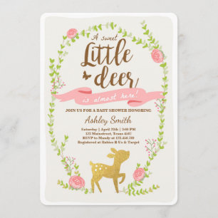 Invitación Ducha de bebé de venado invita a Chica de Woodland