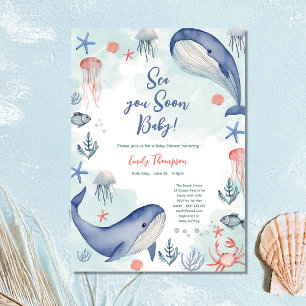 Invitación Ducha de Bebé de Verano Océano Azul Te Veré Pronto