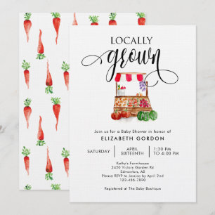 Invitación Ducha de bebé de verduras acuarela cultivadas loca