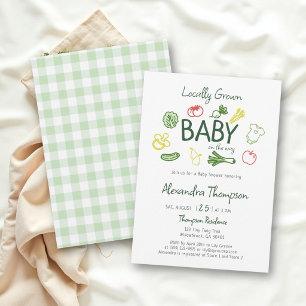 Invitación Ducha de bebé de verduras coloridas cultivadas loc