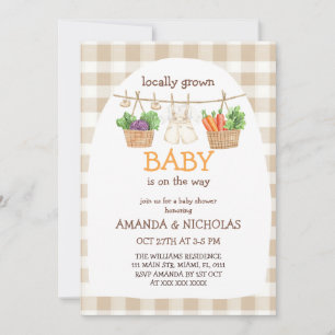 Invitación Ducha de bebé de verduras cultivadas localmente